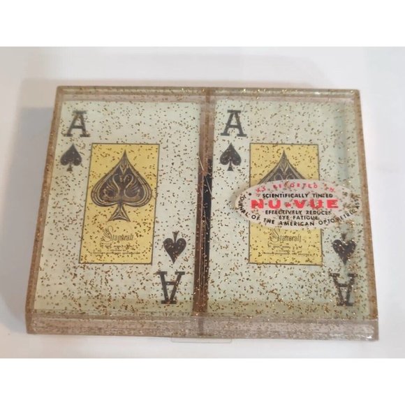 VINTAGE STANCRAFT DOUBLE DECK TIFFANY LAMPS PINACHLE Open Case With SEALED Cards - Picture 7 of 9